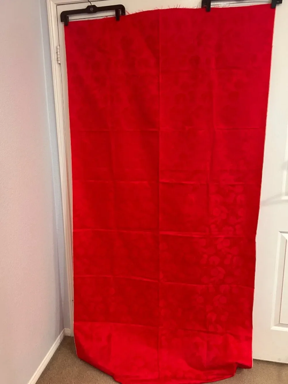 Vintage Red Damask Jacquard Fabric Unused 42 x 90 inches